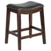 Emma And Oliver 26"H Backless Cappuccino Wood Counter Stool With Saddle Seat