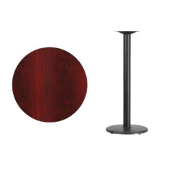Emma And Oliver 30"RD Walnut Laminate Bar Table Top-18"RD Base -Home furnishings 5978524 ALT2