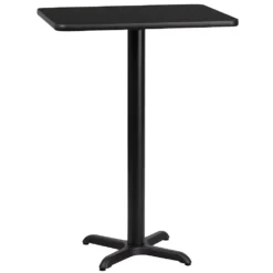 Emma And Oliver 24"x30" Black Laminate Bar Table Top-22"x22" Base