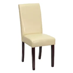 Emma And Oliver Ivory LeatherSoft Panel Back Parsons Chair