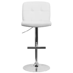 Emma And Oliver White Vinyl Adjustable Height Barstool With Square Tufted Back -Home furnishings 5978528 ALT2