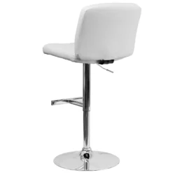 Emma And Oliver White Vinyl Adjustable Height Barstool With Square Tufted Back -Home furnishings 5978528 ALT3