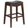 Emma And Oliver 30"H Backless Cappuccino Wood Barstool With Saddle Seat 1 Emma And Oliver 30"H Backless Cappuccino Wood Barstool With Saddle Seat -Home furnishings 5978531
