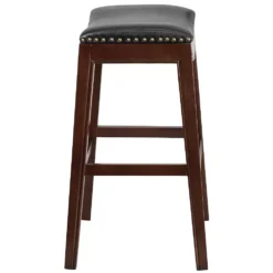 Emma And Oliver 30"H Backless Cappuccino Wood Barstool With Saddle Seat -Home furnishings 5978531 ALT2