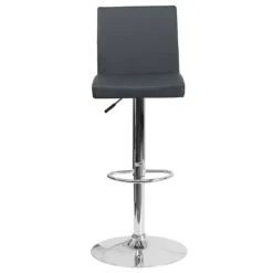 Emma And Oliver Black Vinyl Adjustable Height Panel Back Barstool 8 Emma And Oliver Black Vinyl Adjustable Height Panel Back Barstool -Home furnishings 5978536 ALT2