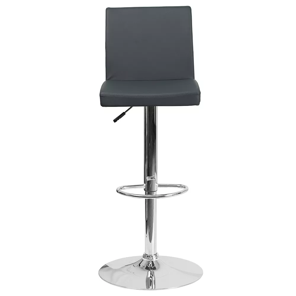 Emma And Oliver Black Vinyl Adjustable Height Panel Back Barstool 5 Emma And Oliver Black Vinyl Adjustable Height Panel Back Barstool - Image 3