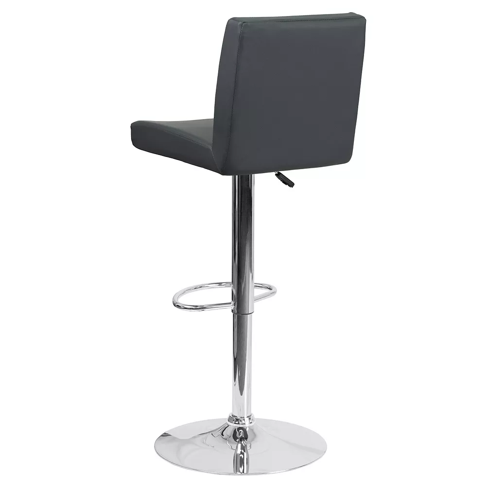 Emma And Oliver Black Vinyl Adjustable Height Panel Back Barstool 6 Emma And Oliver Black Vinyl Adjustable Height Panel Back Barstool - Image 4