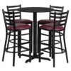Emma And Oliver 30RD Mahogany Table Set-X-Base & 4 Ladder Back Stools,Black Seat -Home furnishings 5978539 Blacktopburgundy