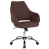 Emma And Oliver Home Office Mid-Back Office Chair With Wrap Style Arms In White LeatherSoft