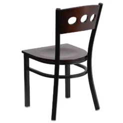 Emma And Oliver Black 3 Circle Back Metal Dining Chair - Walnut Wood Back & Seat -Home furnishings 5978551 ALT3