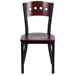 Emma And Oliver Black 4 Square Back Metal Dining Chair - Mahogany Wood Back & Seat -Home furnishings 5978562 ALT2