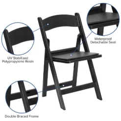 Emma And Oliver Folding Chair - Black Resin 2 Pack 1000LB Weight Capacity Event Chair 9 Emma And Oliver Folding Chair - Black Resin 2 Pack 1000LB Weight Capacity Event Chair -Home furnishings 5978564 ALT3