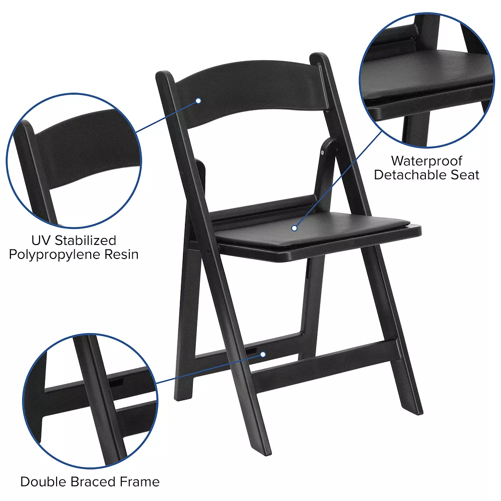 Emma And Oliver Folding Chair - Black Resin 2 Pack 1000LB Weight Capacity Event Chair 6 Emma And Oliver Folding Chair - Black Resin 2 Pack 1000LB Weight Capacity Event Chair - Image 4