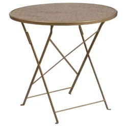 Emma And Oliver Commercial 30" Round Light Gray Folding Patio Table Set-4 Square Back Chairs -Home furnishings 5978565 ALT3