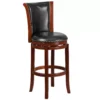 Emma And Oliver 30"H Panel Back Dark Chestnut Wood Swivel Barstool -Home furnishings 5978568
