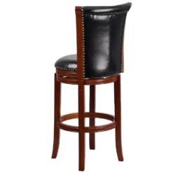 Emma And Oliver 30"H Panel Back Dark Chestnut Wood Swivel Barstool 9 Emma And Oliver 30"H Panel Back Dark Chestnut Wood Swivel Barstool -Home furnishings 5978568 ALT3