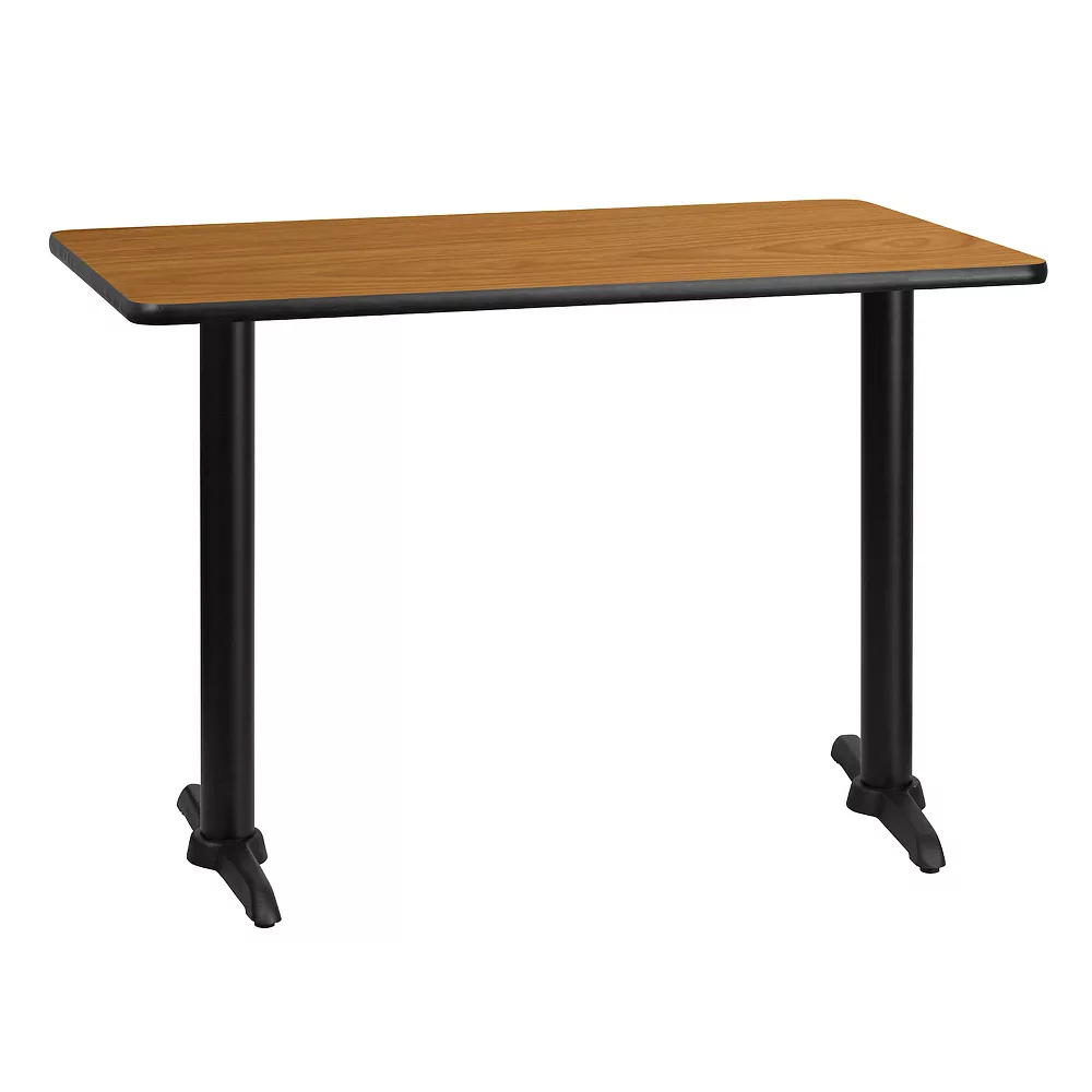 Emma And Oliver 30"x42" Rectangular Walnut Laminate Table Top With 5"x22" Bases 3 Emma And Oliver 30"x42" Rectangular Walnut Laminate Table Top With 5"x22" Bases
