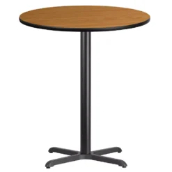 Emma And Oliver 36"RD Black Laminate Bar Table Top-30"x30" Base