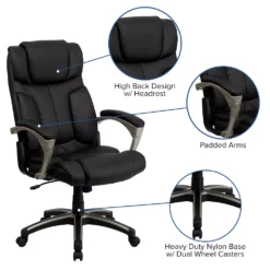 Emma And Oliver High Back Folding Black LeatherSoft Executive Swivel Office Chair With Arms -Home furnishings 5978578 ALT2