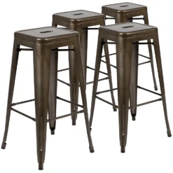 Emma And Oliver 4 Pack 30" High Metal Indoor Bar Stool - Stackable Stool, Black