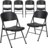 Emma And Oliver 6 Pack 330 Lb. Capacity Black Plastic Folding Chair - Charcoal Frame - Event Chair