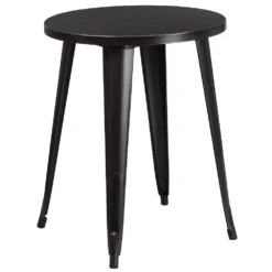 Emma And Oliver Commercial Grade 24" Round Black Metal Indoor-Outdoor Table