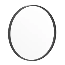 Emma And Oliver Edirne 27.5" Round Wall Mirror With Black Metal Frame, Silver Backing For Clarity And Shatterproof Glass For Entryways, Bathrooms & More