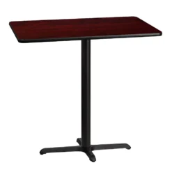 Emma And Oliver 30"x42" Black Laminate Bar Table Top-23.5"x29.5" Base