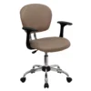 Emma And Oliver Mid-Back Coffee Brown Mesh Padded Swivel Task Office Chair With Arms