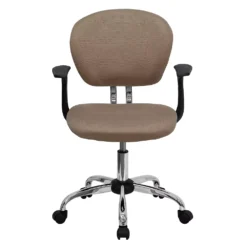 Emma And Oliver Mid-Back Coffee Brown Mesh Padded Swivel Task Office Chair With Arms -Home furnishings 5978607 ALT2