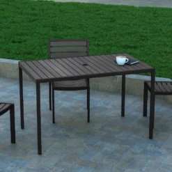 Emma And Oliver All-Weather Faux Teak Patio Dining Table With Steel Frame - Seats 4 8 Emma And Oliver All-Weather Faux Teak Patio Dining Table With Steel Frame - Seats 4 -Home furnishings 5978613 ALT2