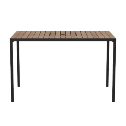 Emma And Oliver All-Weather Faux Teak Patio Dining Table With Steel Frame - Seats 4 9 Emma And Oliver All-Weather Faux Teak Patio Dining Table With Steel Frame - Seats 4 -Home furnishings 5978613 ALT3