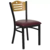 Emma And Oliver Black Slat Back Metal Restaurant Chair - Natural Wood Back & Seat -Home furnishings 5978614 Naturalburgundyblack