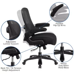 Emma And Oliver Big & Tall Black Mesh Executive Swivel Office Chair With Lumbar And Back Support -Home furnishings 5978619 ALT2