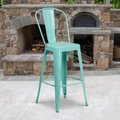 Emma And Oliver Commercial Grade 30"H Copper Metal Indoor-Outdoor Barstool With Back -Home furnishings 5978625 ALT