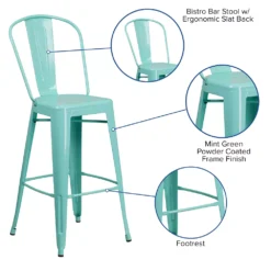 Emma And Oliver Commercial Grade 30"H Copper Metal Indoor-Outdoor Barstool With Back -Home furnishings 5978625 ALT2