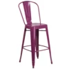 Emma And Oliver Commercial Grade 30"H Copper Metal Indoor-Outdoor Barstool With Back 1 Emma And Oliver Commercial Grade 30"H Copper Metal Indoor-Outdoor Barstool With Back -Home furnishings 5978625 Purple
