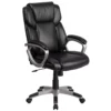 Emma And Oliver Mid-Back Black LeatherSoft Executive Swivel Office Chair With Padded Arms -Home furnishings 5978634
