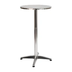 Emma And Oliver Indoor/Outdoor 23.5"H Aluminum Round Bar Height Table With Cross Base