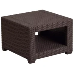 Emma And Oliver Chocolate Brown Faux Rattan End Table
