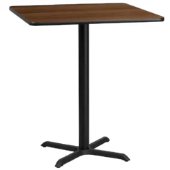 Emma And Oliver 36" Square Black Laminate Bar Table Top-30"x30" Base