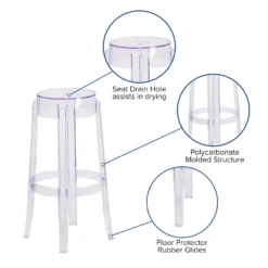 Emma And Oliver 29.75"H Transparent Barstool 8 Emma And Oliver 29.75"H Transparent Barstool -Home furnishings 5978649 ALT2