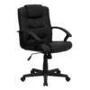 Emma And Oliver Mid-Back Black LeatherSoft Ripple/Accent Stitch Swivel Task Office Chair -Home furnishings 5978650