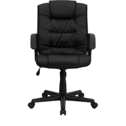 Emma And Oliver Mid-Back Black LeatherSoft Ripple/Accent Stitch Swivel Task Office Chair -Home furnishings 5978650 ALT3