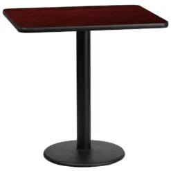 Emma And Oliver 24"x30" Rectangular Mahogany Laminate Table Top With 18"RD Base