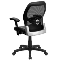 Emma And Oliver Mid-Back Black Mesh/LeatherSoft Executive Office Chair - Adjustable Lumbar 8 Emma And Oliver Mid-Back Black Mesh/LeatherSoft Executive Office Chair - Adjustable Lumbar -Home furnishings 5978658 ALT2