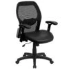 Emma And Oliver Mid-Back Black Mesh/LeatherSoft Executive Office Chair - Adjustable Lumbar 2 Emma And Oliver Mid-Back Black Mesh/LeatherSoft Executive Office Chair - Adjustable Lumbar -Home furnishings 5978658 Black Leathersoftmesh