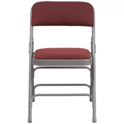 Emma And Oliver 2 Pack Curved Triple Braced Burgundy Patterned Fabric Metal Folding Chair -Home furnishings 5978669 ALT3