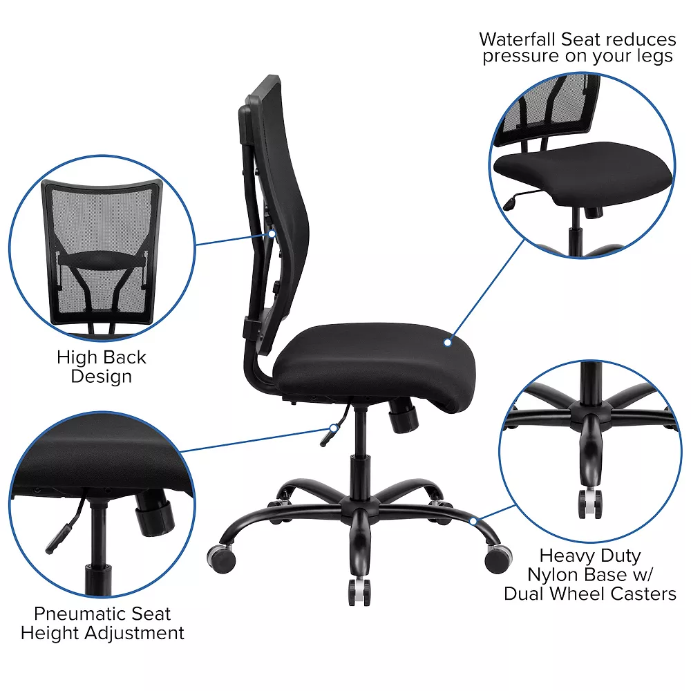 Emma And Oliver 400 Lb. Big & Tall Black Mesh Executive Swivel Ergonomic Office Chair 5 Emma And Oliver 400 Lb. Big & Tall Black Mesh Executive Swivel Ergonomic Office Chair - Image 3