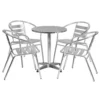 Emma And Oliver 23.5" Round Aluminum Table Set With 4 Slat Back Chairs -Home furnishings 5978678